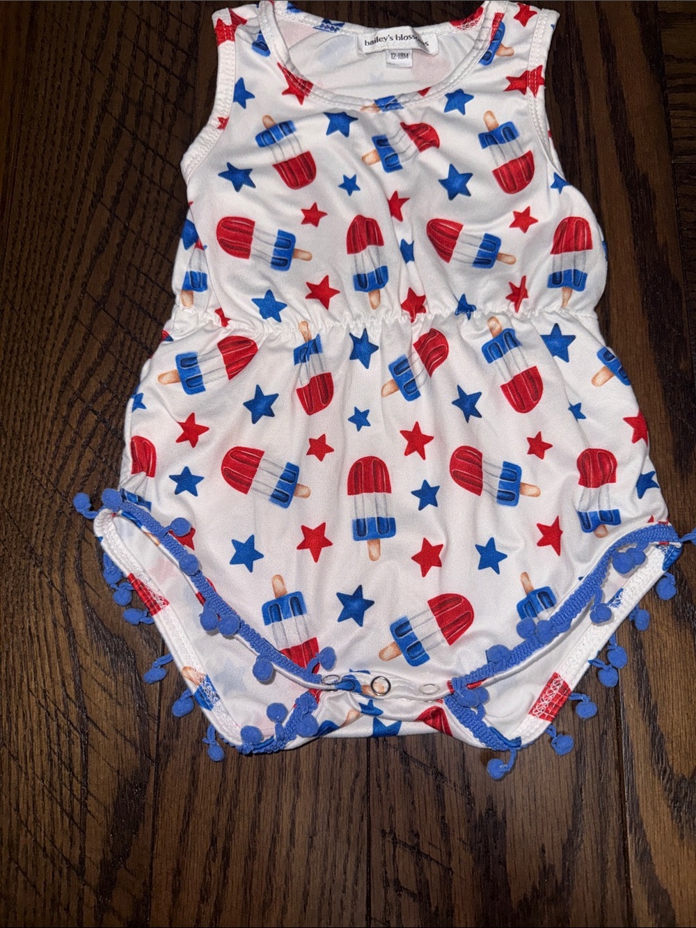 Bailey's Blossoms White Red & Blue Popsicle Romper - Kids - Picture 3 of 4